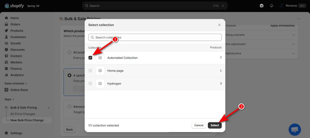 16 - pick a particular collection and click select button