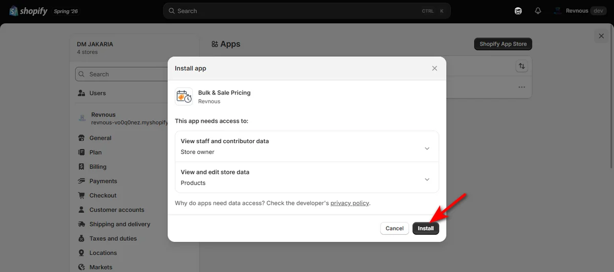 12 - click install button of revnous bulk price editor