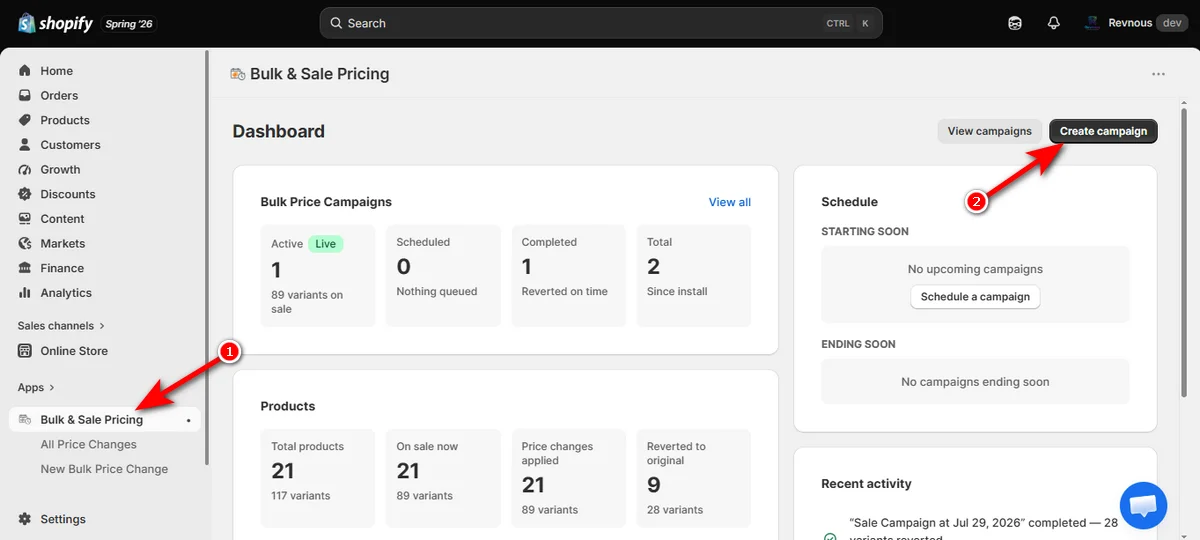 13- select bulk and sale pricing and click create campaign button