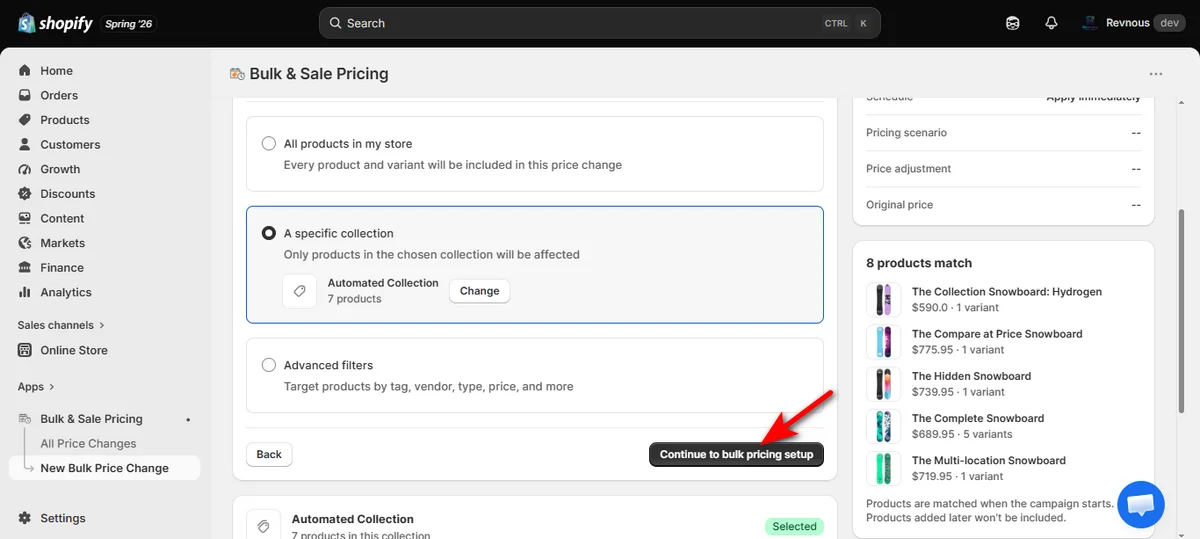 20 - click continue to bulk pricing setup button