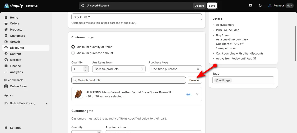 16- search for products or hit browse button to add specific products