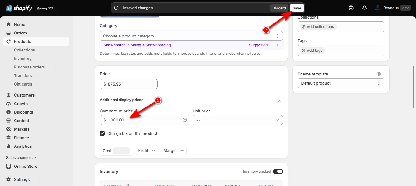 15- include compare at price and hit the save button