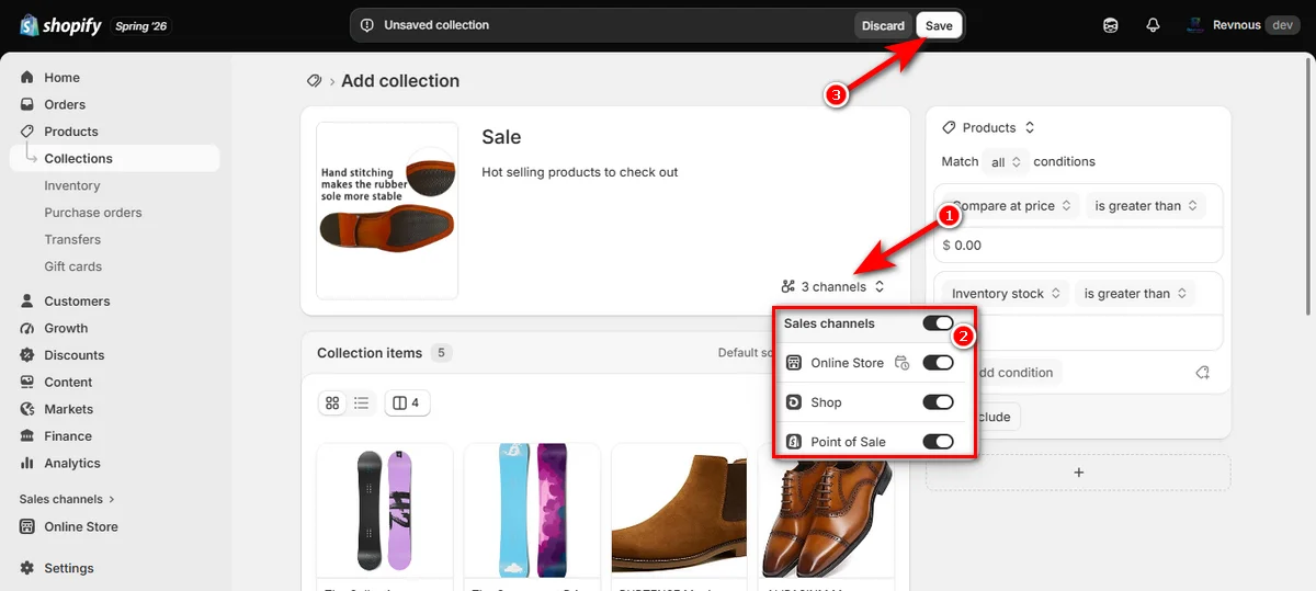 12 - select sales channels and hit the save button
