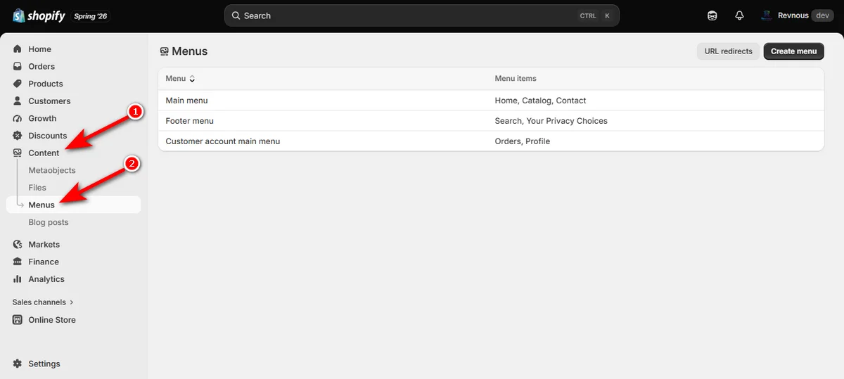 19- click menus under content