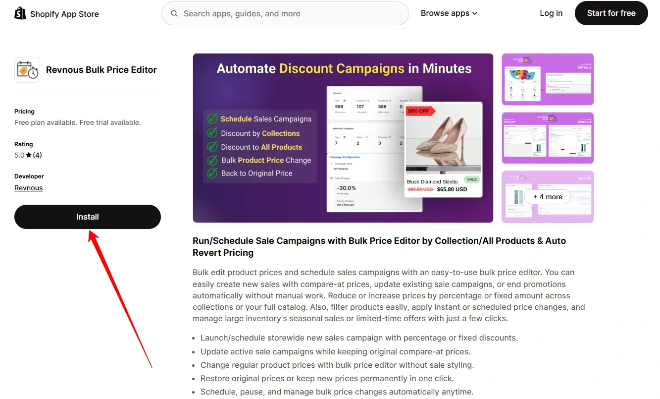 revnous bulk pricing shopify app for automating seasonal sales campaigns