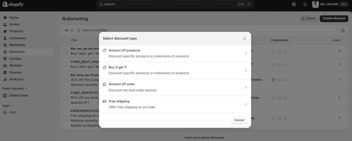 choose your discount type that which type of discount you want to offer