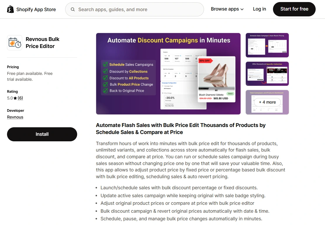 revnous bulk price editor shopify works to automate seasonal sales campaign
