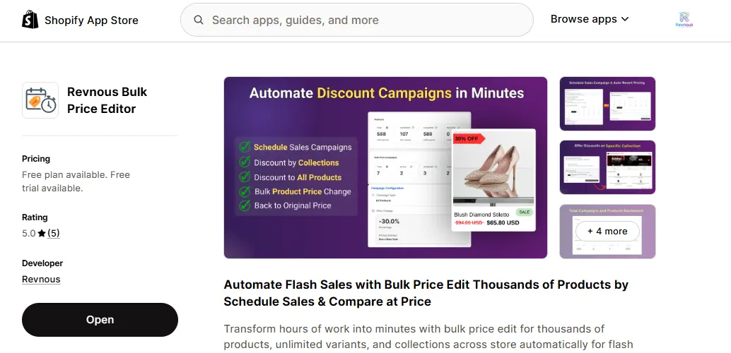 revnuos bulk price  editor shopify apps